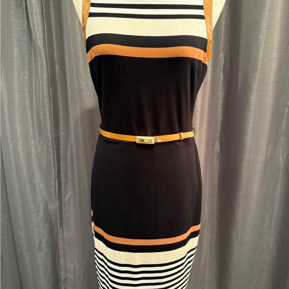 WHBM - Striped Black and Brown Dress - Picture 1 of 11